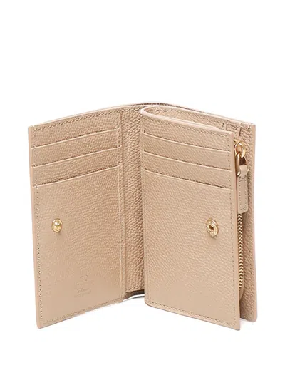 Valentino Logo-plaque Leather Wallet In Neutral