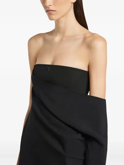 Courrèges Draped Polywool Bustier Dress In Black