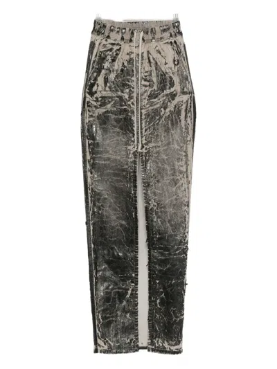 Rick Owens Drkshdw Drawstrings Midi Skirt In Black
