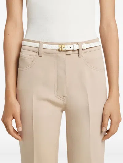 Courrèges Viper Leather Belt In White