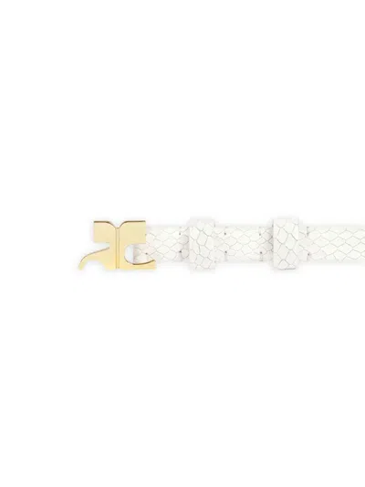 Courrèges Viper Leather Belt In White