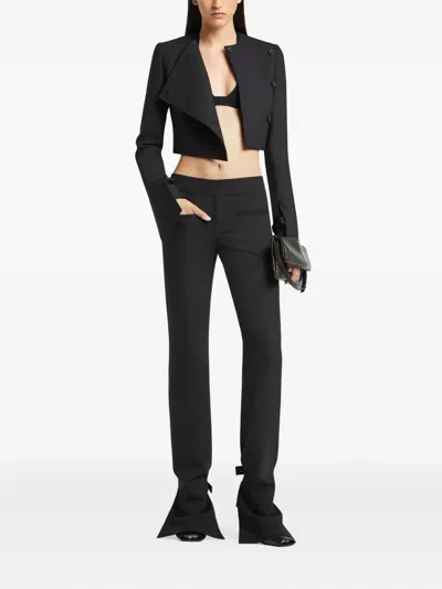 Courrèges Asymmetric Double Breasted Wool Blend Jacket In Black