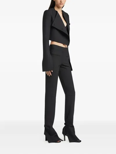Courrèges Asymmetric Double Breasted Wool Blend Jacket In Black