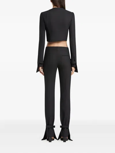 Courrèges Asymmetric Double Breasted Wool Blend Jacket In Black