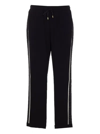 Liu •jo Metallic-panelling Drawstring Track Pants In Black