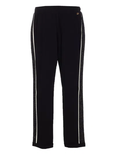 Liu •jo Metallic-panelling Drawstring Track Pants In Black
