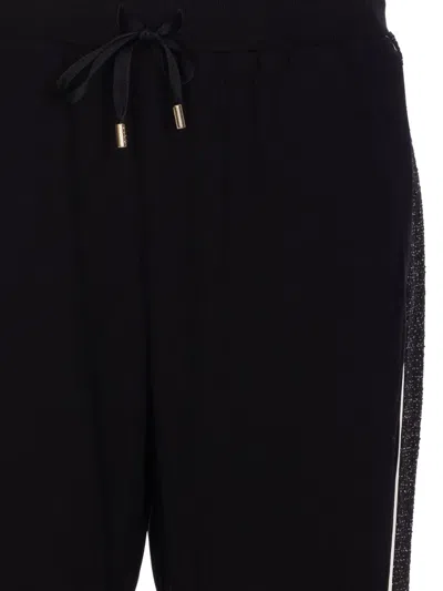 Liu •jo Metallic-panelling Drawstring Track Pants In Black