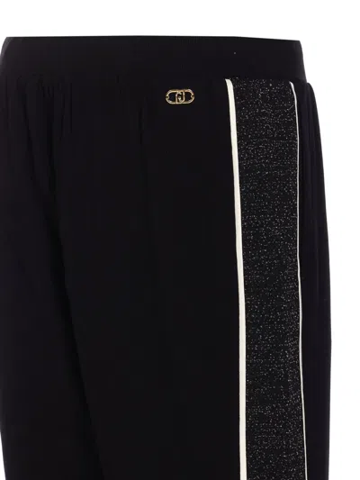 Liu •jo Metallic-panelling Drawstring Track Pants In Black