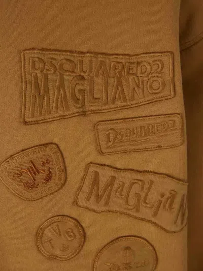 Dsquared2 Logo-patch Zip-up Hoodie In Brown