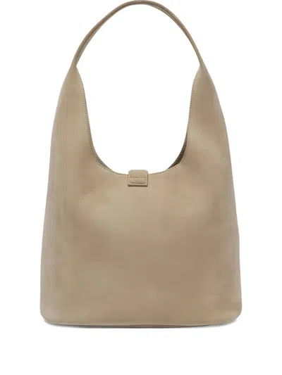 Simkhai Khai Suede Curved-handle Shoulder Bag In Neutral