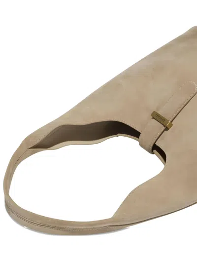 Simkhai Khai Suede Curved-handle Shoulder Bag In Neutral