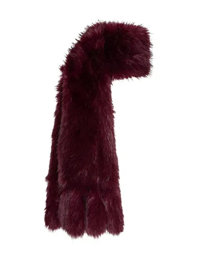 Rotate Birger Christensen Faux-fur Scarf In Burgundy