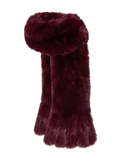 Rotate Birger Christensen Faux-fur Scarf In Burgundy