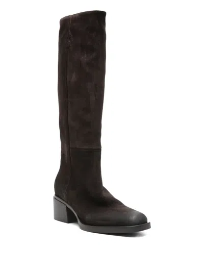 Elena Iachi 60mm Suede Block-heel Boots In Brown
