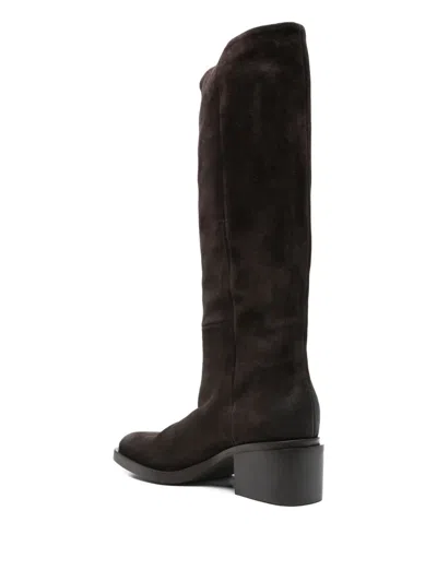 Elena Iachi 60mm Suede Block-heel Boots In Brown