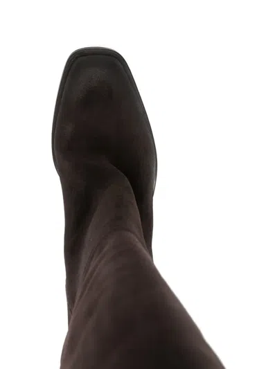 Elena Iachi 60mm Suede Block-heel Boots In Brown