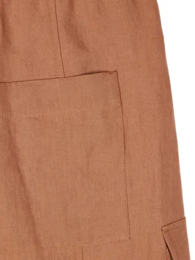Paul Smith Cargo-pocket Linen Trousers In Brown