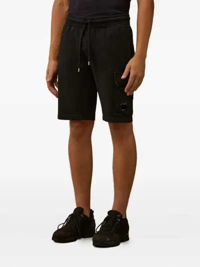 C.p. Company Relaxed Fit Cargo Shorts With Drawstring Waistband In Black