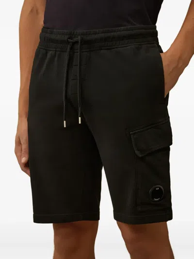 C.p. Company Relaxed Fit Cargo Shorts With Drawstring Waistband In Black