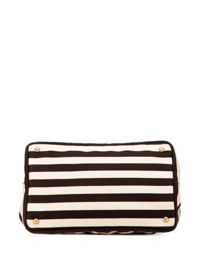 Pre-owned Prada 2013-2025 Canvas Canapa Righe Striped Satchel In Brown