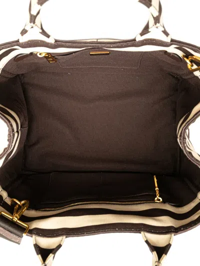 Pre-owned Prada 2013-2025 Canvas Canapa Righe Striped Satchel In Brown