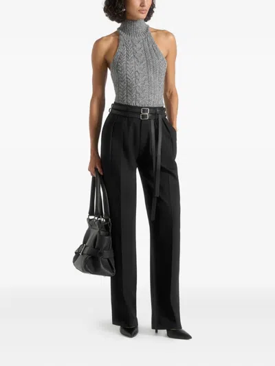 Manière De Voir Pascale Twin-belt Tailored Trousers In Black