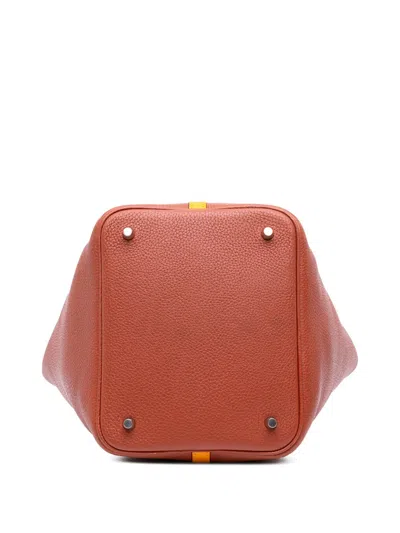 Pre-owned Hermes 2017 Bicolor Clemence Picotin Lock 22 Handbag In Yellow