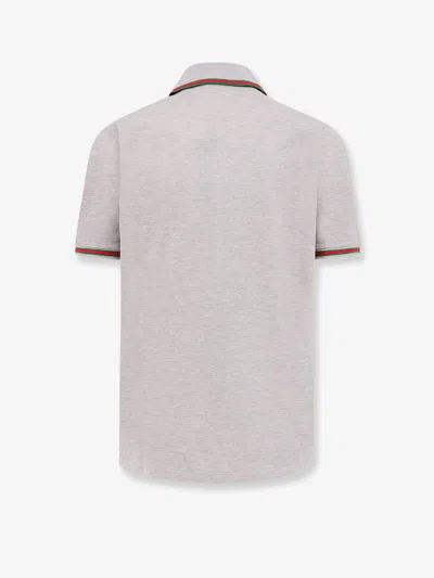 Gucci Grey Polo Shirt With Web Details And Logo Lettering On The Front In Wool Blend Man In Multi