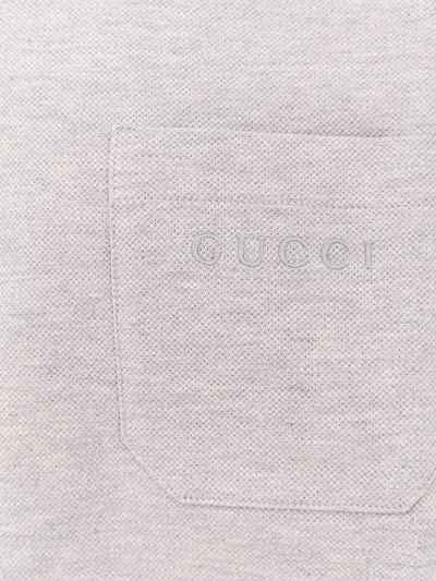 Gucci Grey Polo Shirt With Web Details And Logo Lettering On The Front In Wool Blend Man In Multi