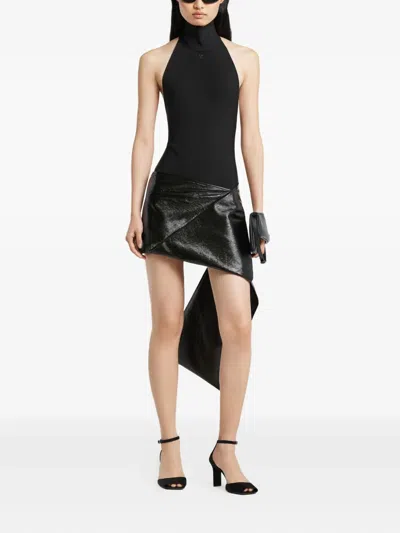 Courrèges Side-drape Vinyl Mini Skirt In Black