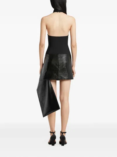 Courrèges Side-drape Vinyl Mini Skirt In Black