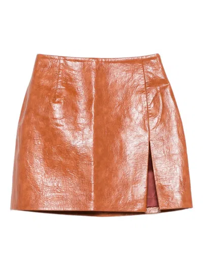 The Andamane High Waist Mini Skirt With Side Slit In Orange