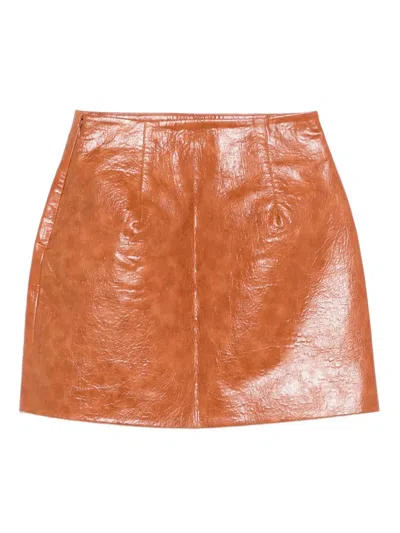 The Andamane High Waist Mini Skirt With Side Slit In Orange