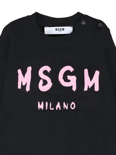 Msgm Logo-print Long-sleeve T-shirt In Black