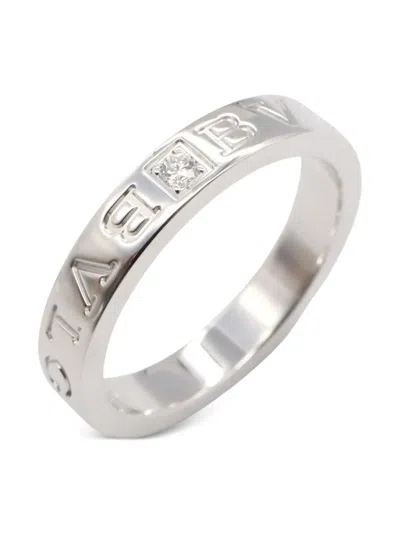 Pre-owned Bvlgari 2010s 18k White Gold B-zero1 Diamond Ring In Gray
