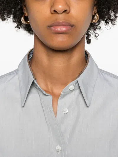 Brunello Cucinelli Pinstripe Shirt With Button-down Design In Gray