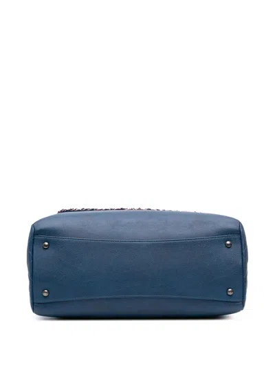 Pre-owned Chanel 2016-2017 Large Caviar And Tweed Coco Break Shopping Tote Satchel In Red