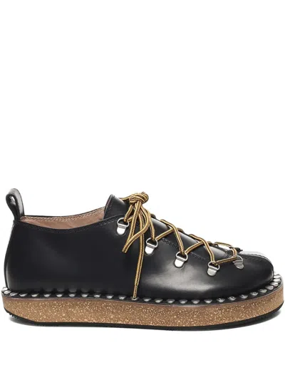 Loewe Leather Rivet Hiking Boots In Black