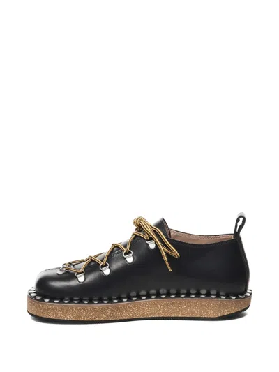 Loewe Leather Rivet Hiking Boots In Black