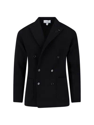 Lardini Double-breasted Blazer Featuring Notch Lapel In Black