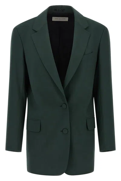 Dries Van Noten Single Breasted Blazer In Green