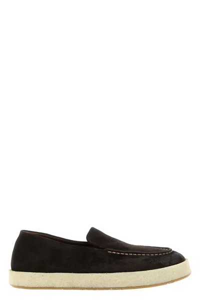 Marsèll Suede Loafers Rubber Sole In Brown