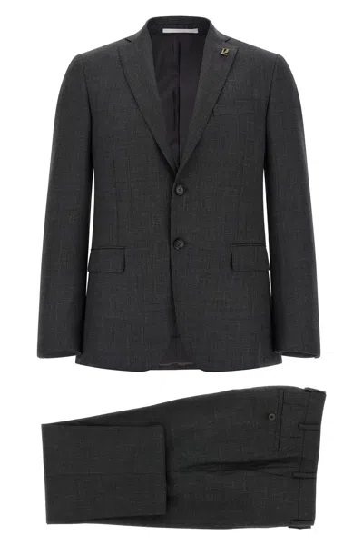 Pal Zileri Single-breasted Suit Jacket Featuring Flap Pockets In Gray