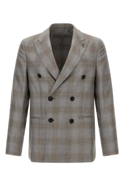 Pal Zileri Double-breasted Blazer Featuring Notch Lapel In Gray