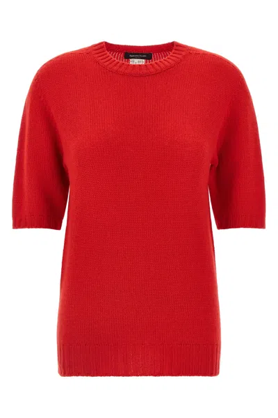 Fabiana Filippi Short Sleeve Cashmere Knit Sweater In Red