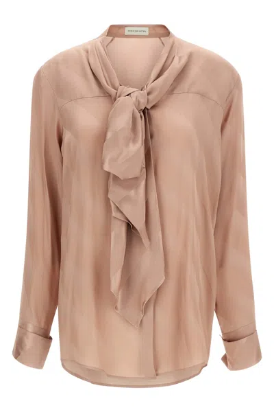 Dries Van Noten Long Sleeve Shirt Bow Detail In Pink