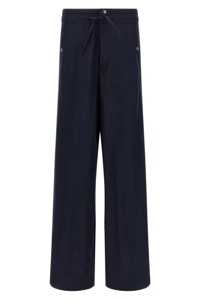 Dries Van Noten Wide Black Cotton Trousers In Multi