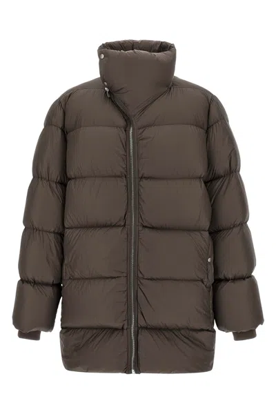 Rick Owens Turtle Zip-front Padded Coat In Brown
