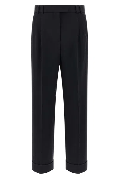 Alberto Biani Tailored Trousers With Cuffed Hem And Pleats In Black