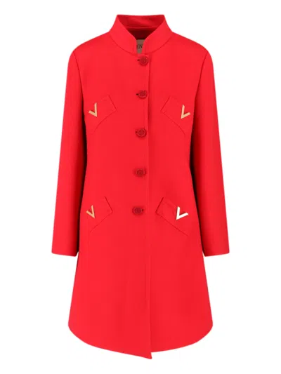 Valentino Wool And Cashmere Coat In Red